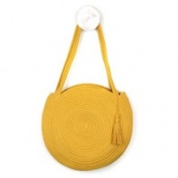 Round Cotton Rope Bag in Mustard Yellow by Peace of Mind